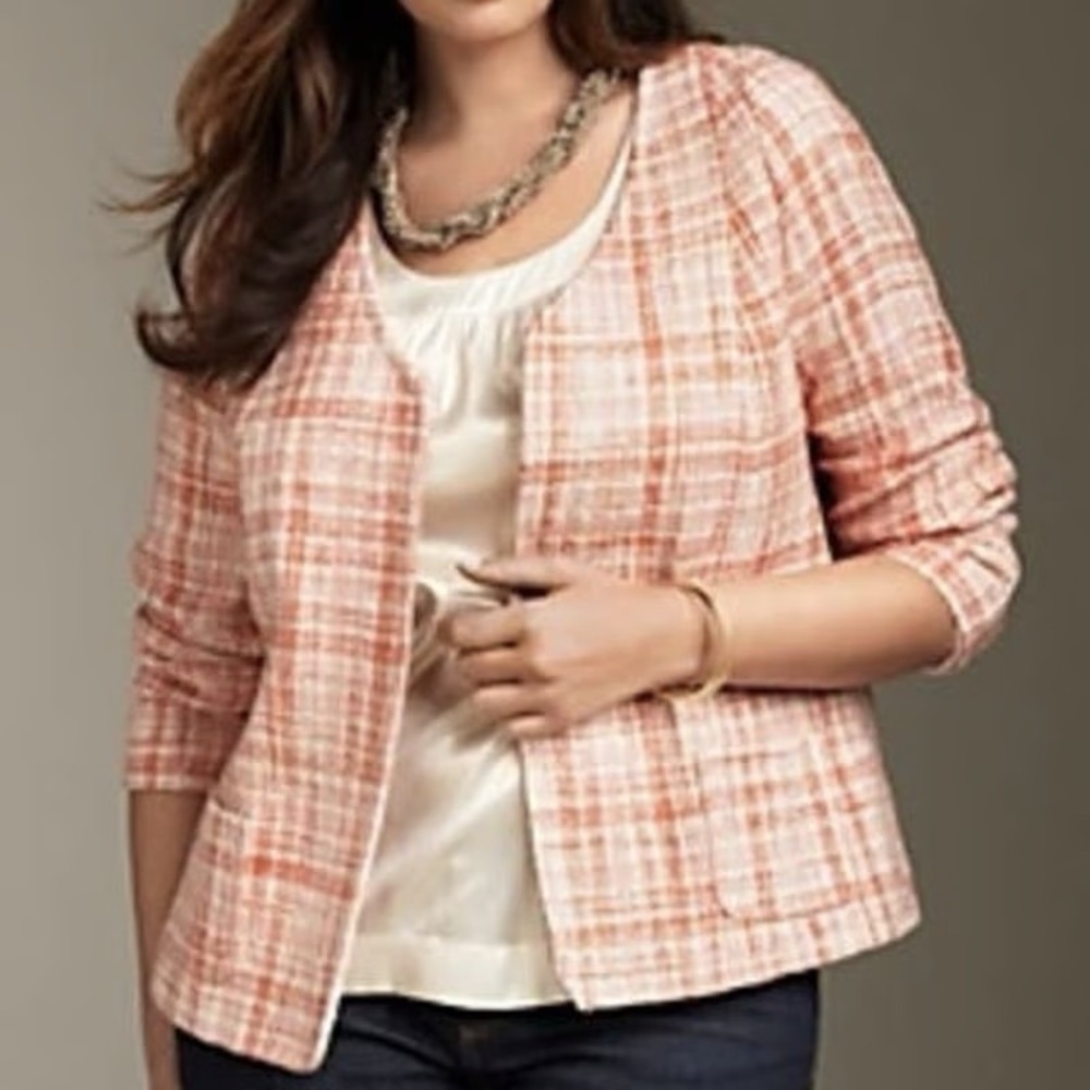 Talbots NWT! Tweed V-Neck Open Classic Career Blazer Jacket - Picture 2 of 16